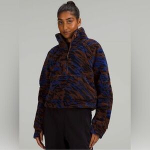 Lululemon Scuba Oversized Fleece Funnel Neck Jacquard Navy Copper Camo L/XL